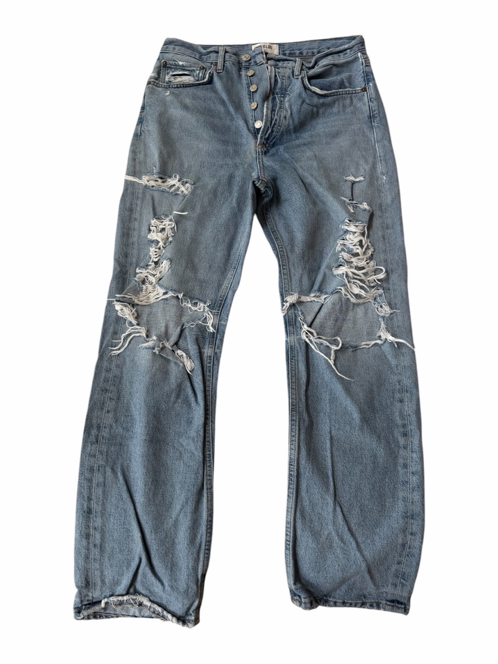 AGOLDE Distressed Light Blue Boyfriend Jeans